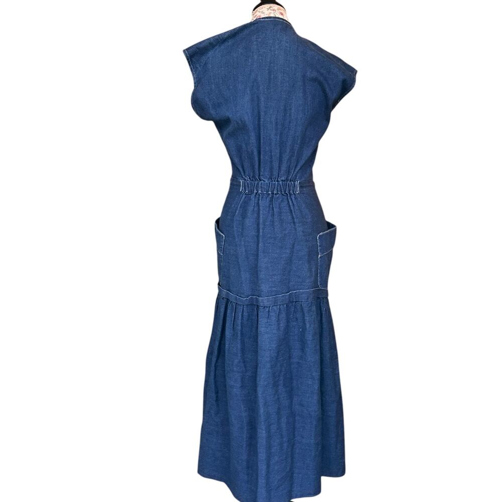Zero + Maria Cornejo Mia Denim Midi Wrap Dress sz 8 Medium Organic Cotton Blue - Picture 9 of 12